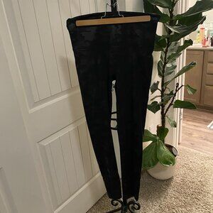 SPANX Black Camo Leggings - Faux Leather